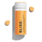 Bottle of 1906 Bliss herbal supplement pills for happiness, featuring 25 microdose pills in an orange container.
