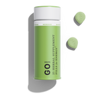 Green container of 1906 Go herbal supplement pills for energy, featuring two green pills beside it.