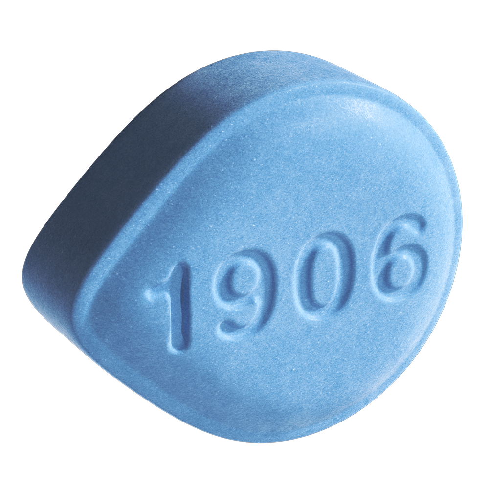 Blue 1906 Chill tablet designed for relaxation, featuring a rounded shape and embossed with the number 1906.