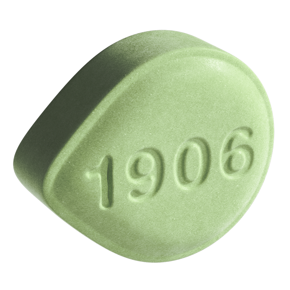 Green 1906 Go tablet, designed for energy and focus, featuring a smooth surface with the number 1906 embossed.