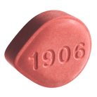 Pink, capsule-shaped hemp supplement pill with "1906" embossed on the surface, manufactured in the USA for lab-verified qu...