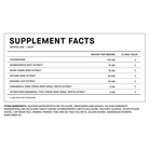 Supplement facts for 1906 Love, featuring ingredients like theobromine, ashwagandha, and CBD for wellness support.