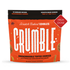 Crumble Snickerdoodle Toffee Cookie package featuring high-dose cannabis-infused cookies with cinnamon and toffee bits.