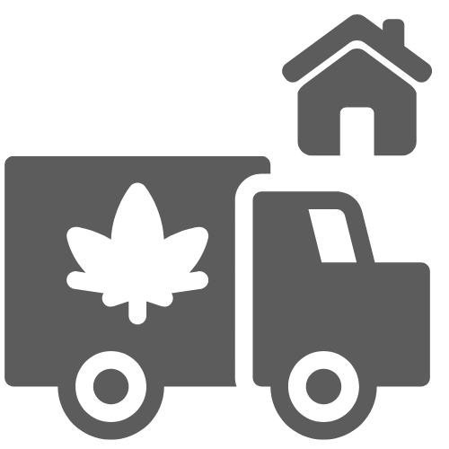 Grey delivery truck with a black hemp leaf, indicating discreet shipping of lab-verified hemp-based products made in the USA.
