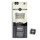 Cheeba Chews Indica chocolate taffy, 100mg per bag, lab tested, made in the USA, gluten-free, 10 pieces per pack.