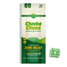 Cheeba Chews Joint Relief bag featuring salted caramel chews with Delta-9 THC, CBC, and CBD for pain relief.
