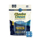 Cheeba Chews Trifecta caramel chews, 100mg per bag, featuring Delta-9 THC, CBD, and CBG for a balanced experience.