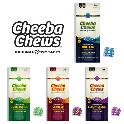 Cheeba Chews Wellness Bundle featuring four 50mg bags: Trifecta, Joint Relief, Charged, and Sleepy Chews. Save 15%.