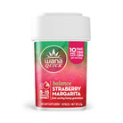Wana Quick Balance Strawberry Margarita gummies, 10mg THC and CBD per serving, fast-acting hemp dietary supplement.