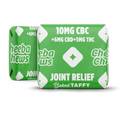 Cheeba Chews Joint Relief baked taffy packaging featuring 10mg CBC, 6mg CBD, and 5mg THC for pain relief.