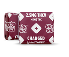 Cheeba Chews THCV Charged baked taffy bag featuring 50mg total, with 2.5mg THCV and 5mg THC per piece.